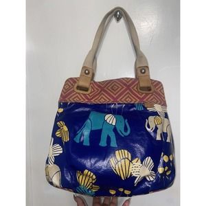 FOSSIL Key Per Elephant Print Large Coated Canvas Tote Bag